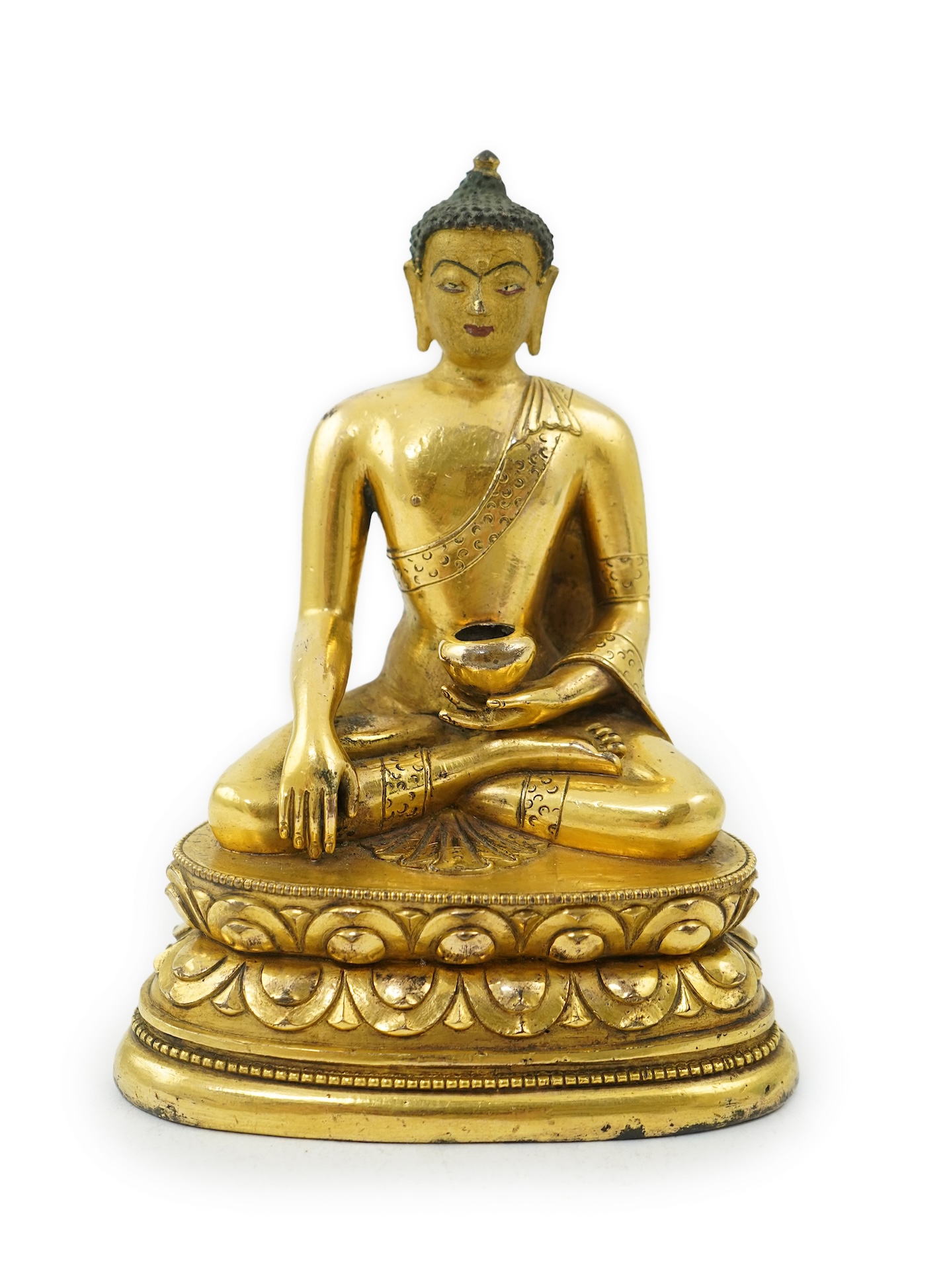 A Mongolian gilt-bronze figure of Buddha Shakyamuni, possibly 18th century